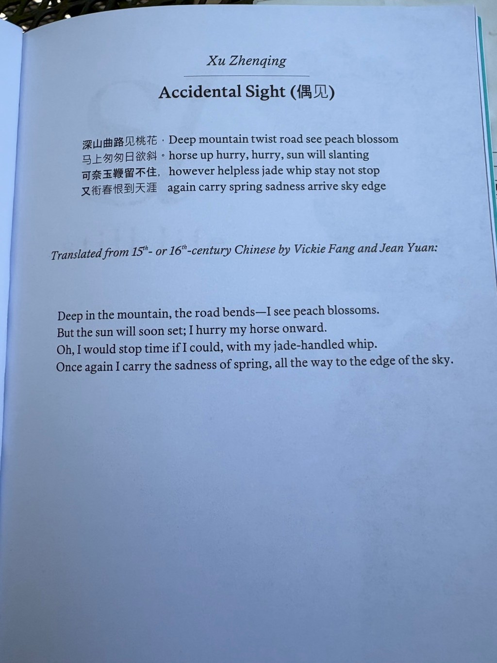“Accidental Sight” by Xu Zhenqing – A Poem Review… Sort&nbsp;of