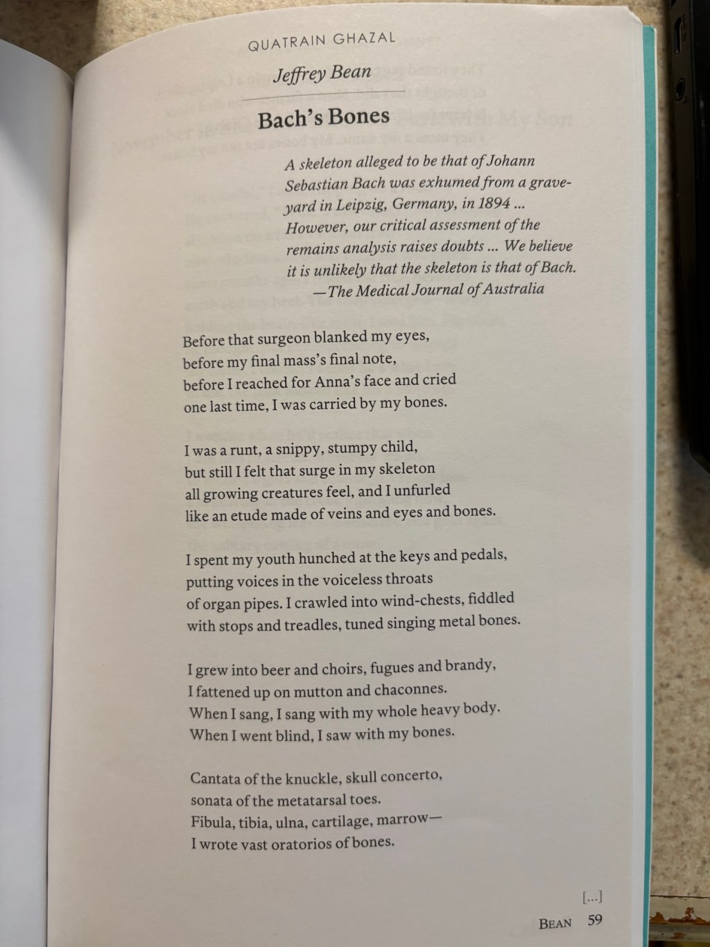 “Bach’s Bones” by Jeffrey Bean – A Poem Review… Sort of